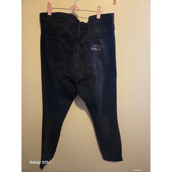 Tommy Hilfiger Denim Skinny Jeans Womens 18 Black Good Pinstripe High Rise Logo - Picture 2 of 4